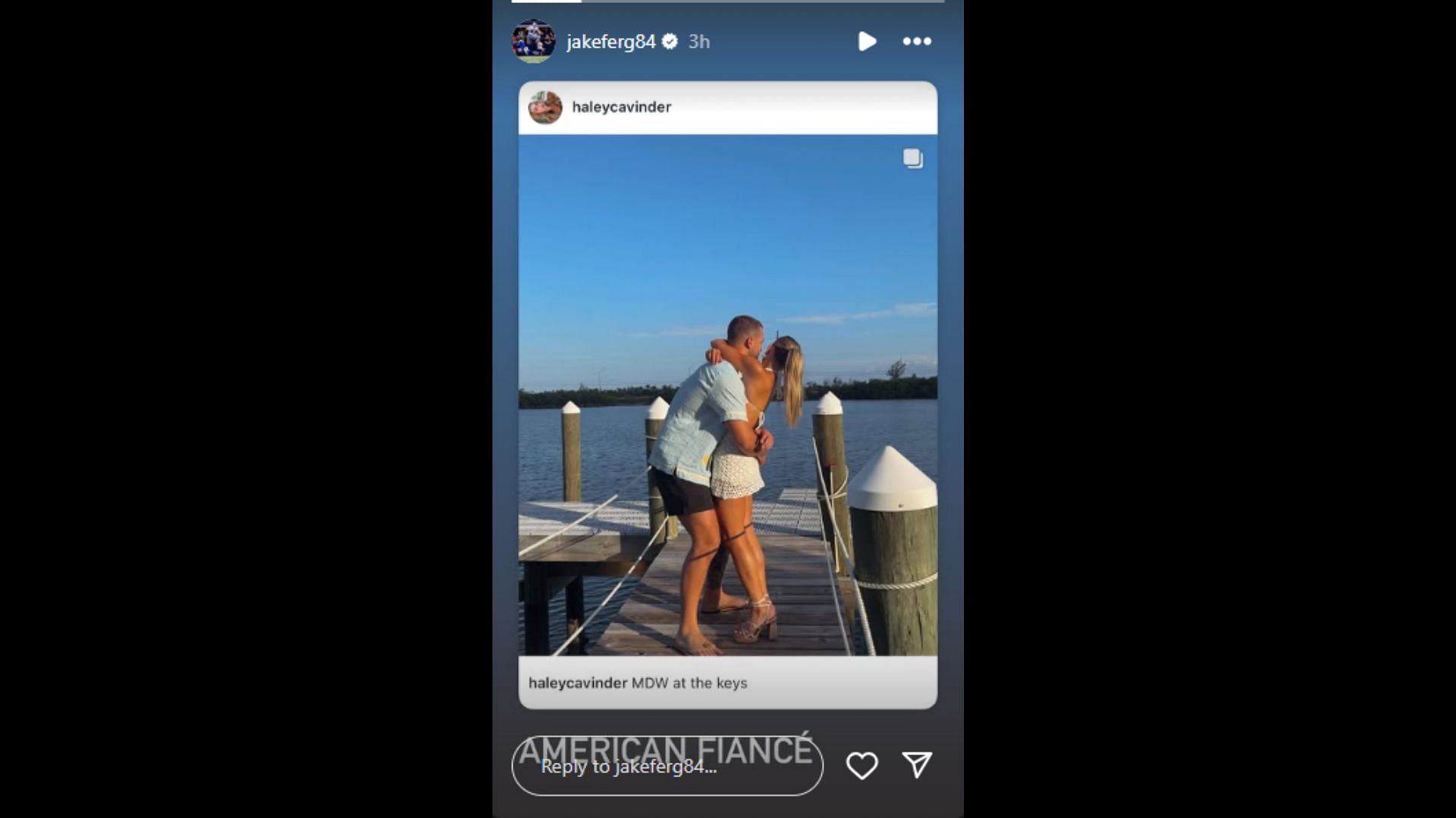 Ferguson shared a message about fiancée Haley Cavinder. (Photo via Jake Ferguson's Instagram Story)
